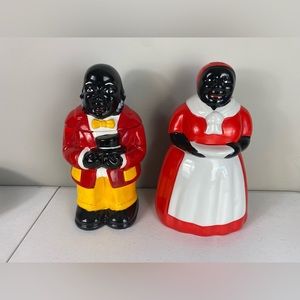 Black Americana Mammy Woman African American Man Vintage Cookie Jar Canister Set